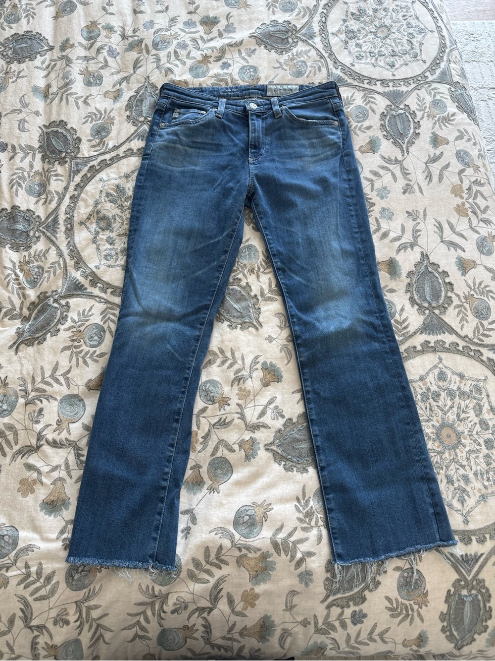 Ag Adriano Goldschmied Straight-Leg Crop Jeans in Dark Blue Wash Size 26